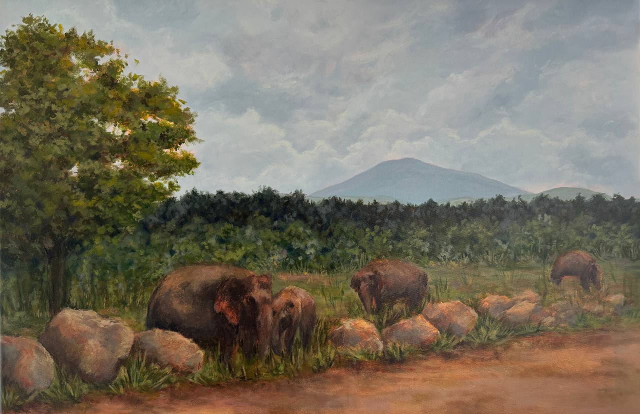 Elephant landscape artwork by Ella Kay